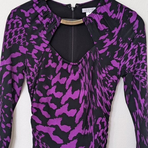 Caché Women's slightly Ruched Dress 3/4 Sleeve d ze 4 - Picture 5 of 10